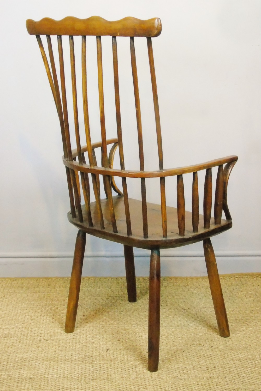 Charming 18th Century Yew Wood Comb Back Chair View II
