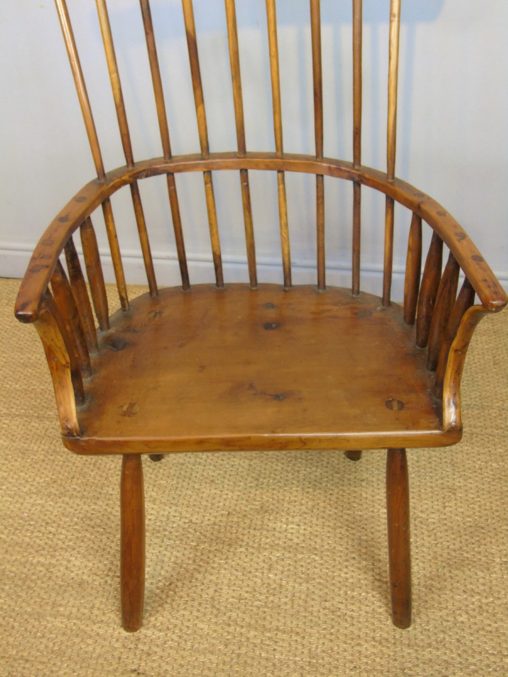 Charming 18th Century Yew Wood Comb Back Chair View V