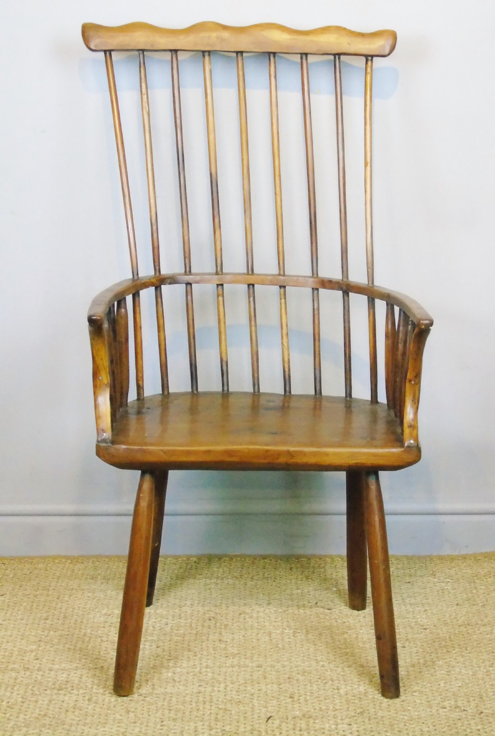 Charming 18th Century Yew Wood Comb Back Chair View VII