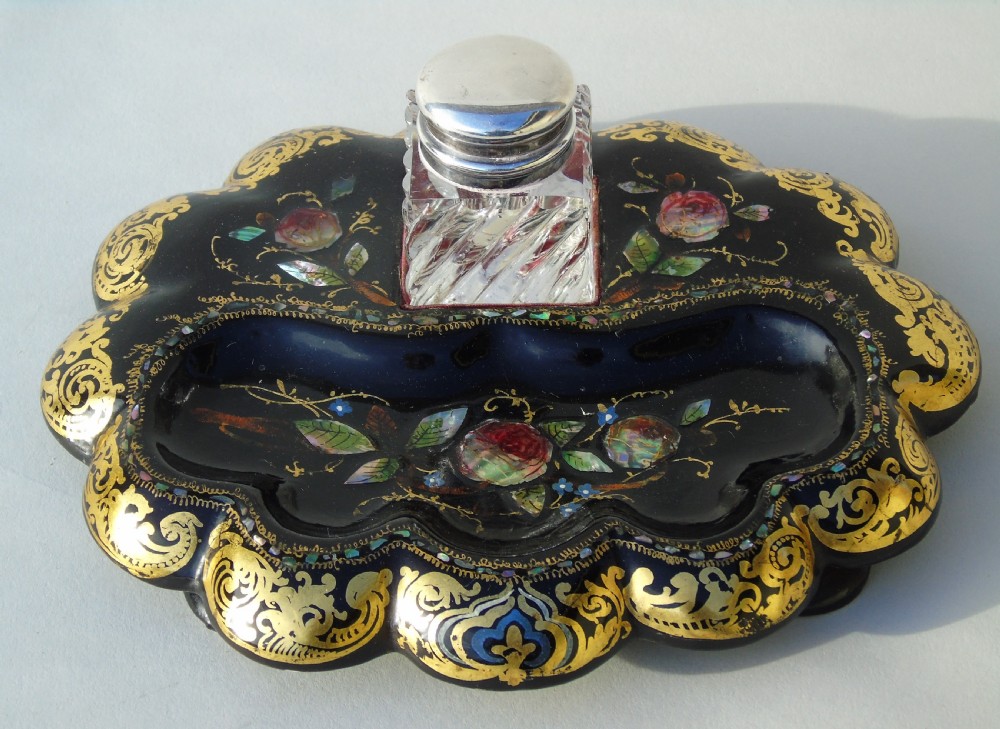Antique Papier Mache Ink Stand 19th Century