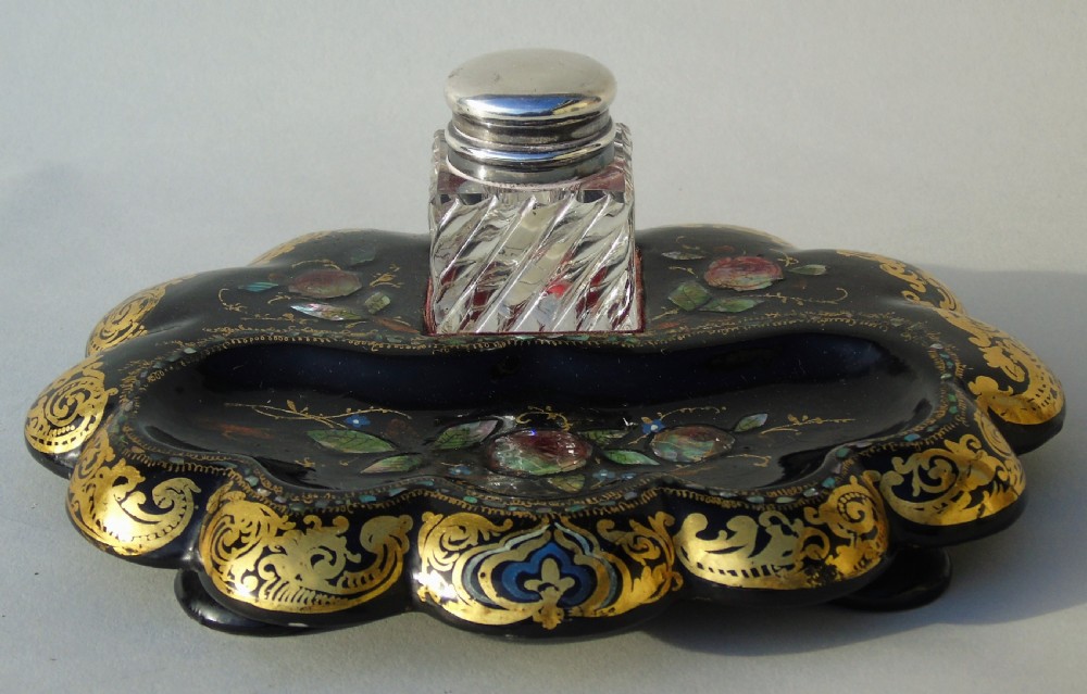 Antique Papier Mache Ink Stand 19th Century View VII