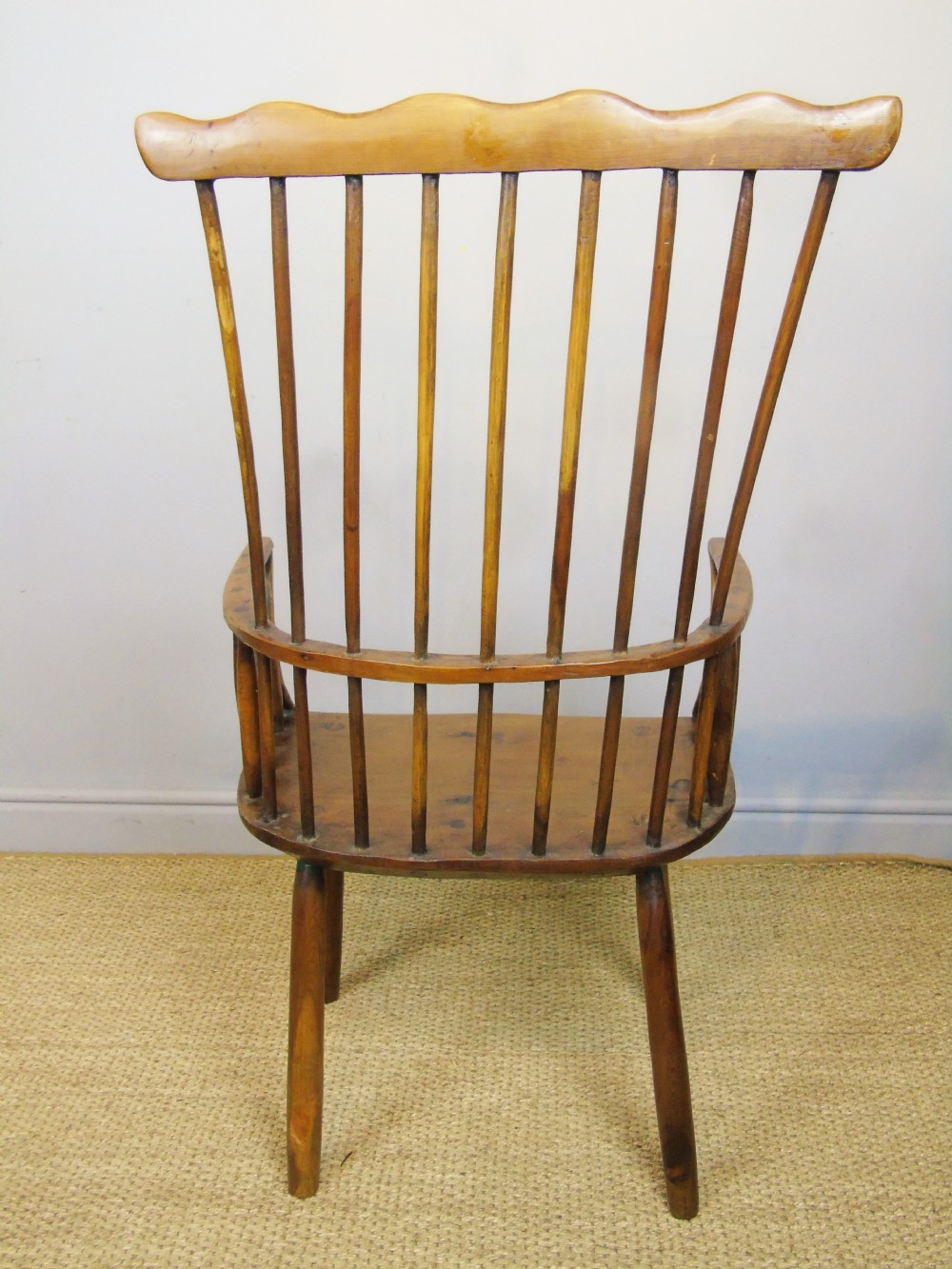 Charming 18th Century Yew Wood Comb Back Chair View X
