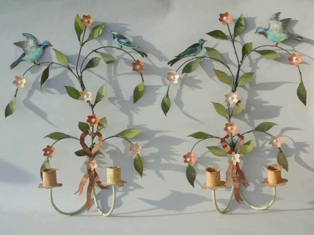 Pretty Pair of Vintage Metal Wall Sconce
