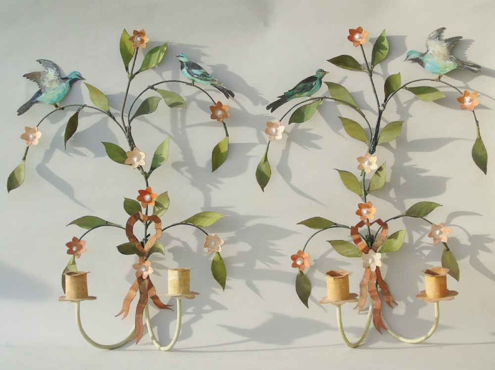 Pretty Pair of Vintage Metal Wall Sconce View II