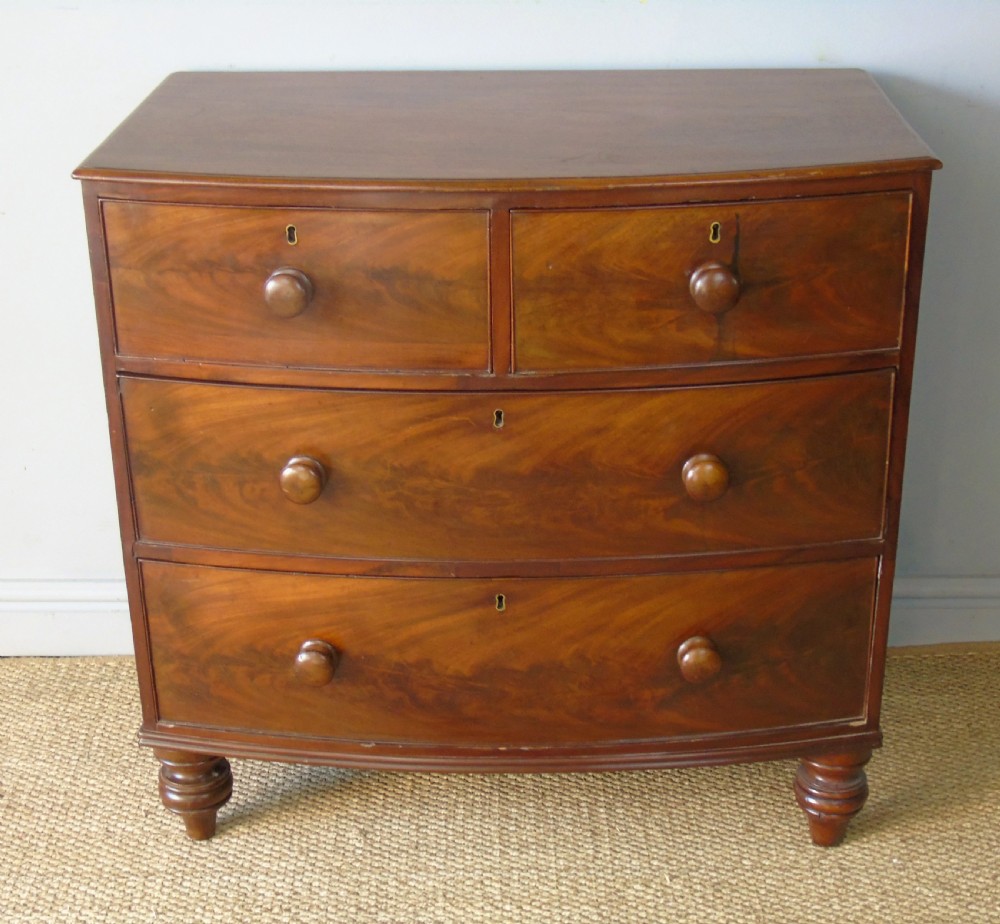 Victorian Bow Front Mahogany Chest of Drawers View II