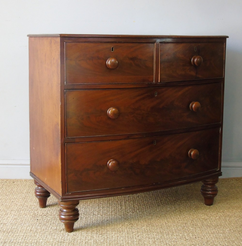 Victorian Bow Front Mahogany Chest of Drawers View III