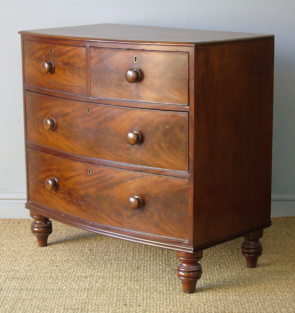 Victorian Bow Front Mahogany Chest of Drawers View IV