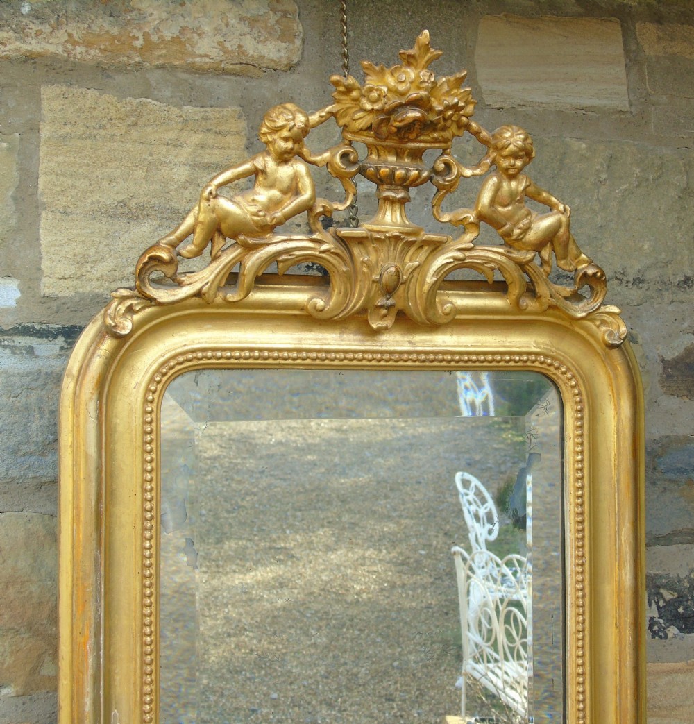 Antique French Gilt and Gesso Mirror with Putti View III