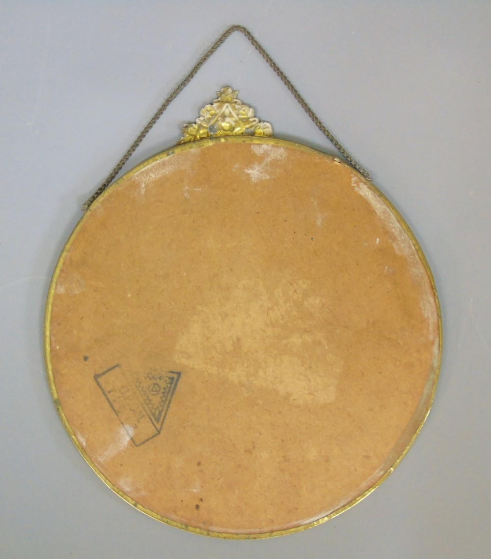 Antique Glass Cherub Wall Plaque Verre Eglomise View IV