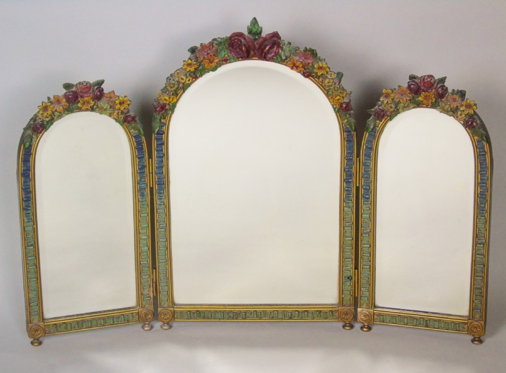 Pretty Triple Plate Barbola Dressing Table Mirror