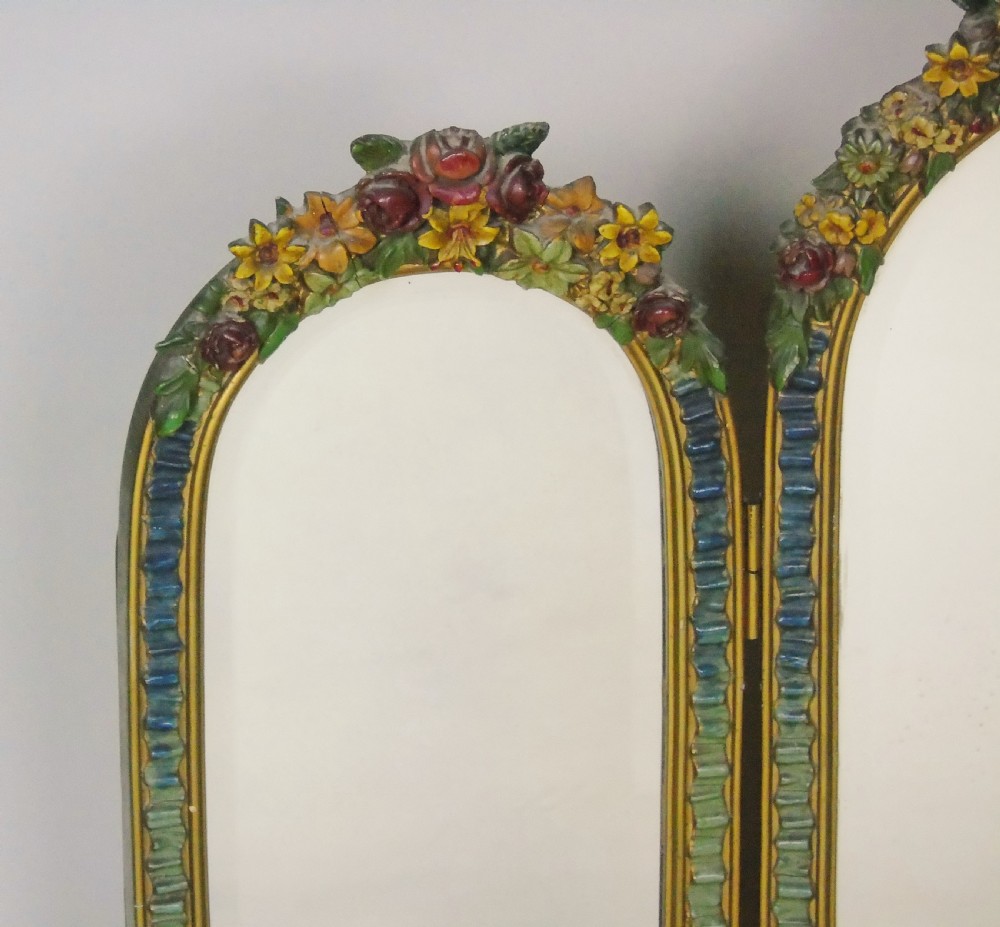 Pretty Triple Plate Barbola Dressing Table Mirror View III