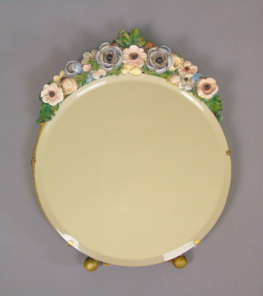 Antique Floral Barbola Mirror