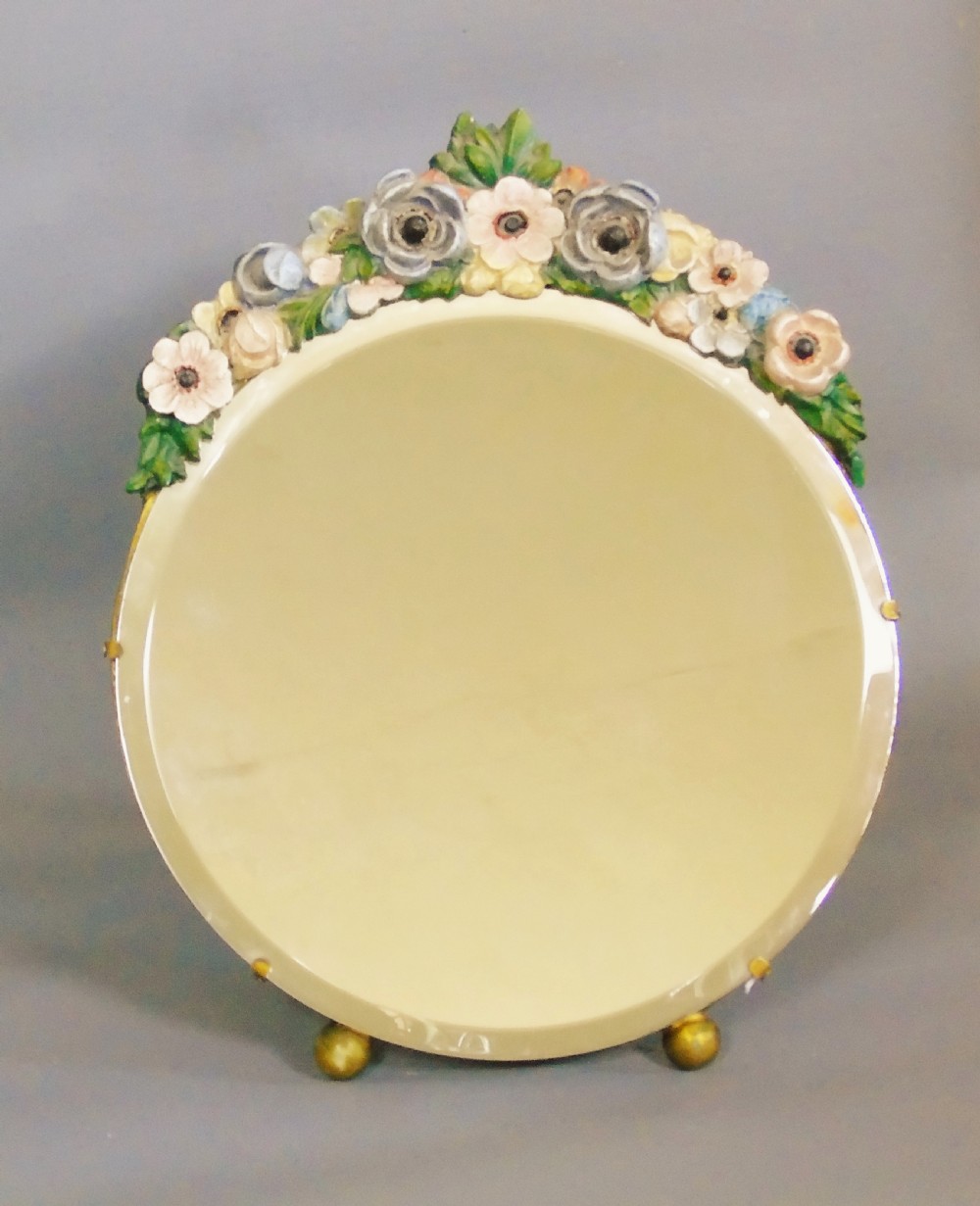 Antique Floral Barbola Mirror View VI