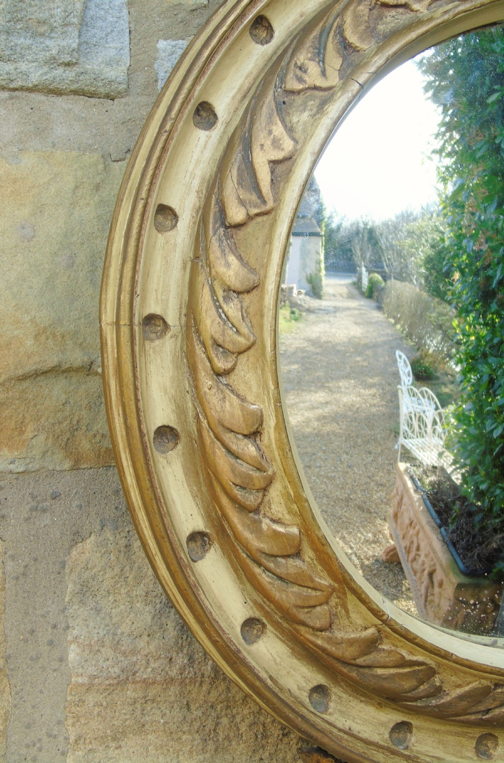 Regency Style Circular Convex Mirror Eagle Crest View IV