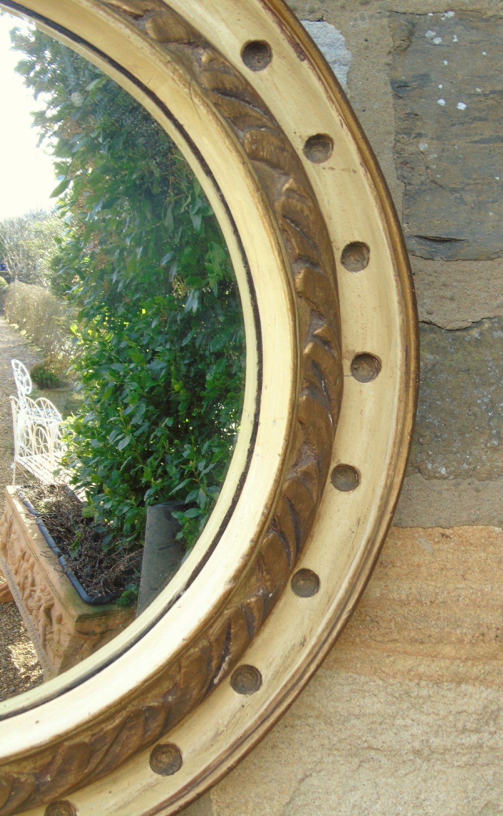 Regency Style Circular Convex Mirror Eagle Crest View V