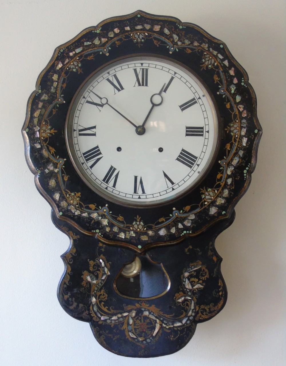 Victorian Mother of Pearl Inlaid Wall Clock