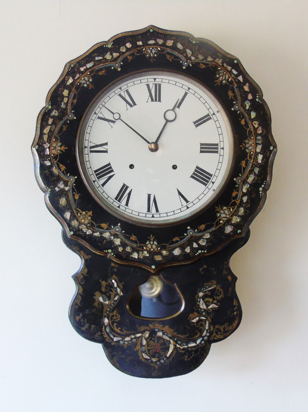 Victorian Mother of Pearl Inlaid Wall Clock View II