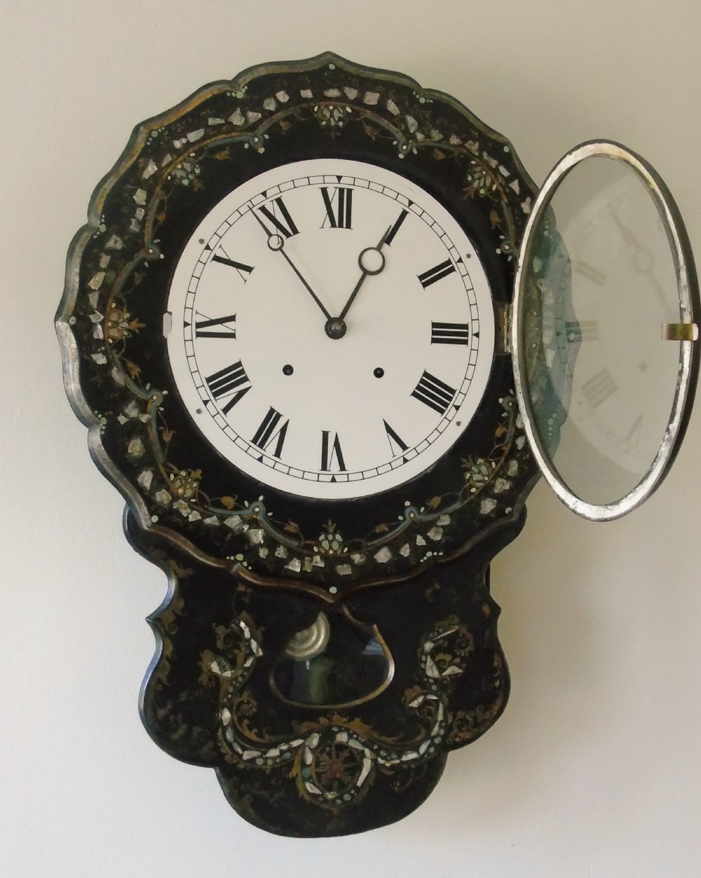 Victorian Mother of Pearl Inlaid Wall Clock View VIII