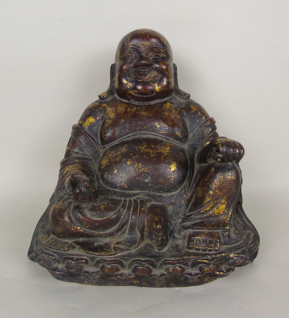 Large Chinese Laquered Gilt Bronze Buddha