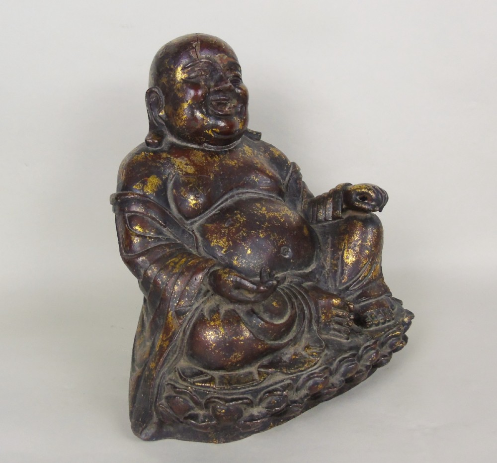 Large Chinese Laquered Gilt Bronze Buddha View II