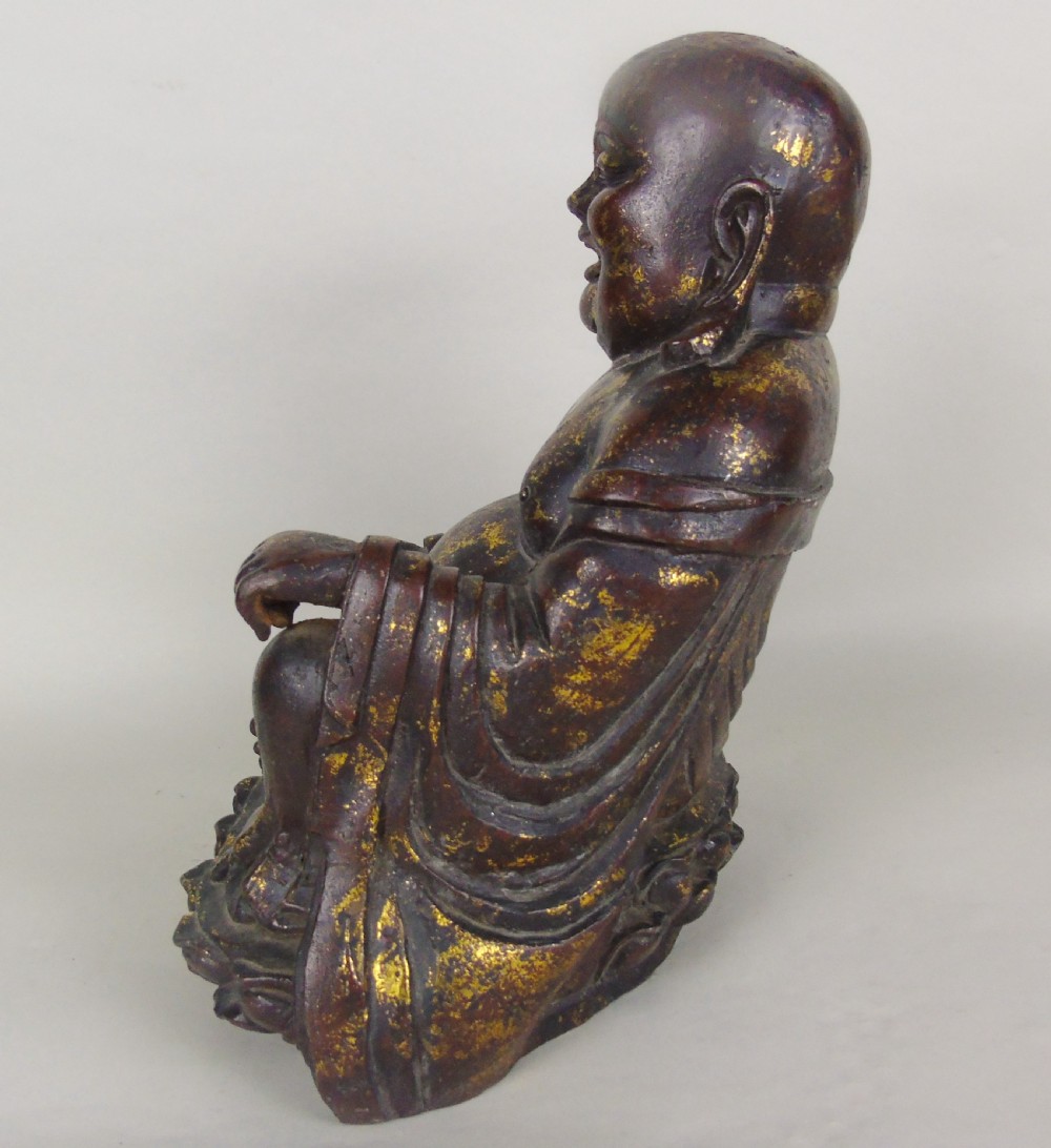 Large Chinese Laquered Gilt Bronze Buddha View IX