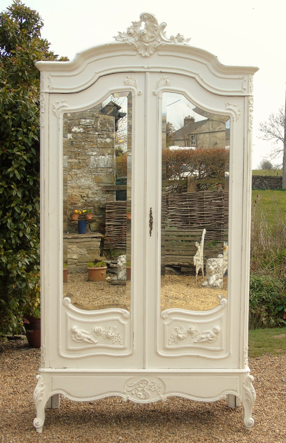 Beautiful Antique Painted French Armoire
