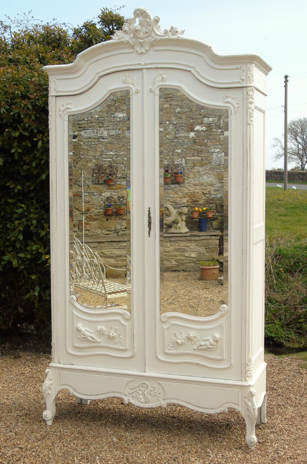 Beautiful Antique Painted French Armoire View II