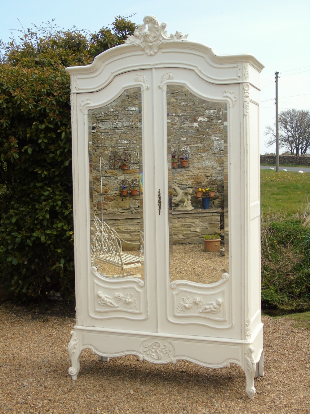 Beautiful Antique Painted French Armoire View III