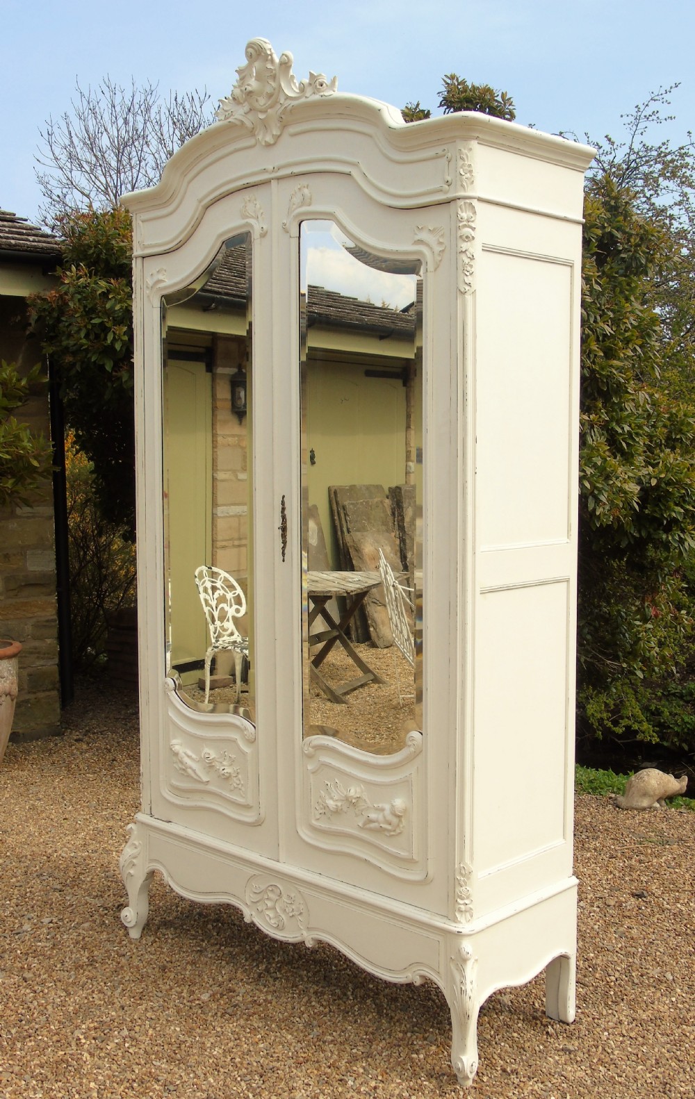 Beautiful Antique Painted French Armoire View IV