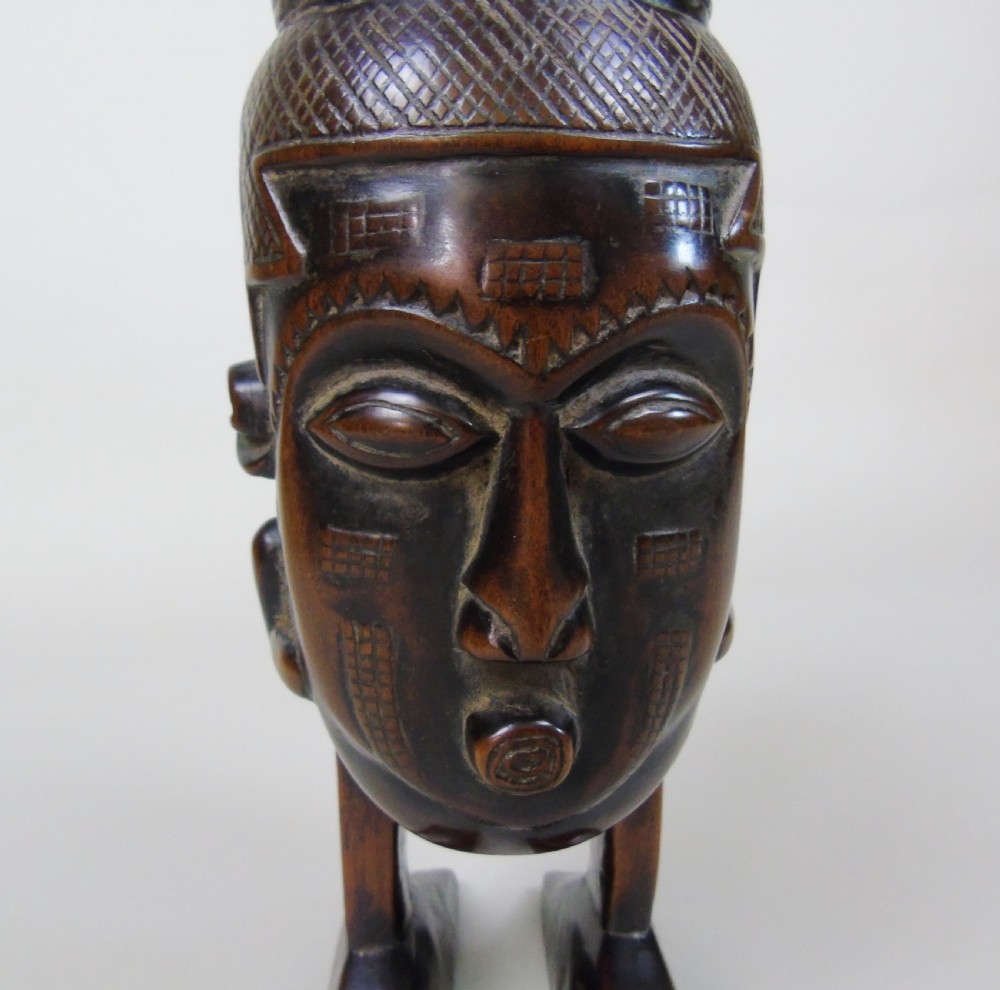 Antique Tribal Kuba Janus Head Palm Wine Cup View V