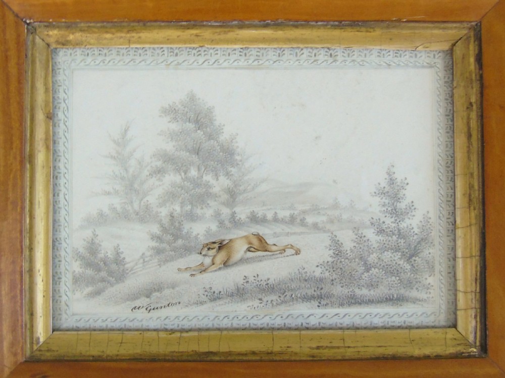 Antique Watercolour Painting Hare 19th Century View IV