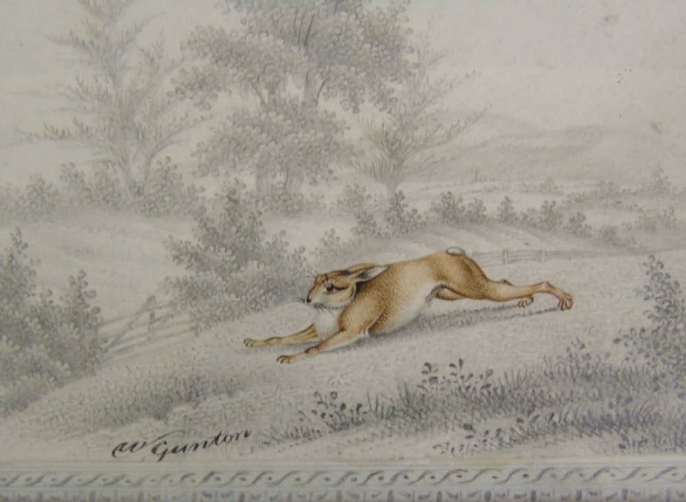 Antique Watercolour Painting Hare 19th Century View II