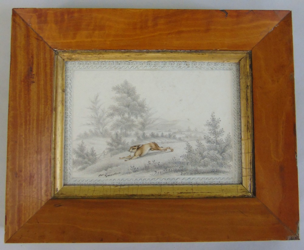 Antique Watercolour Painting Hare 19th Century View III