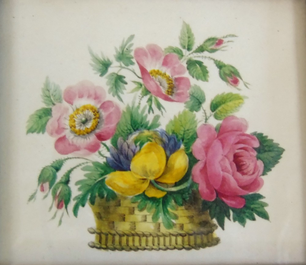 Antique Watercolour Painting Flowers 19th Century View IV
