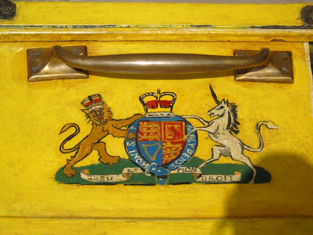 Rare Hand Painted Georgian Sea Chest Whaling View VIII