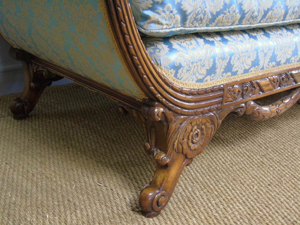 Superb French Walnut Sofa Early 20th Century View V