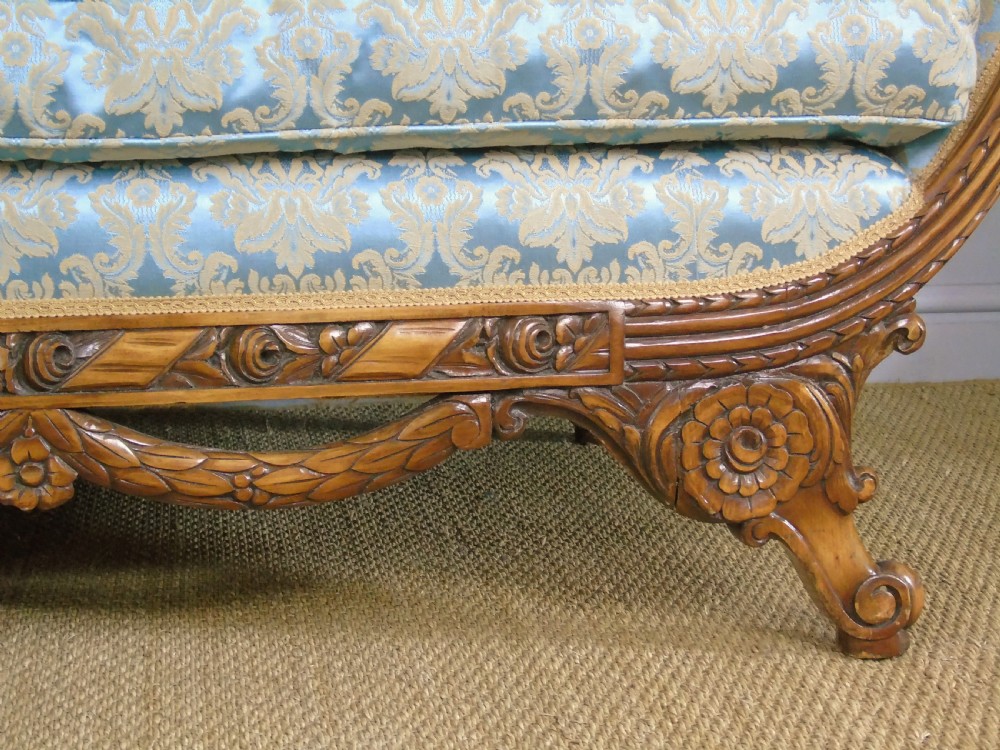 Superb French Walnut Sofa Early 20th Century View VIII
