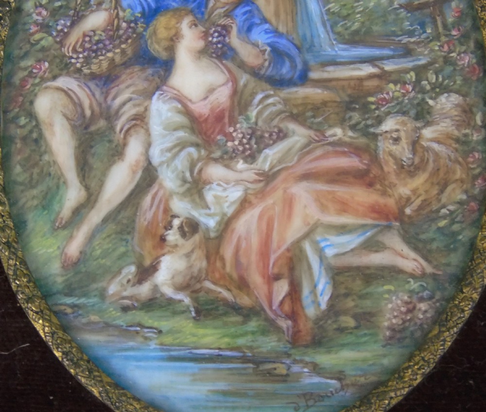 Beautiful Miniature Painting After Boucher Courting Couple View II