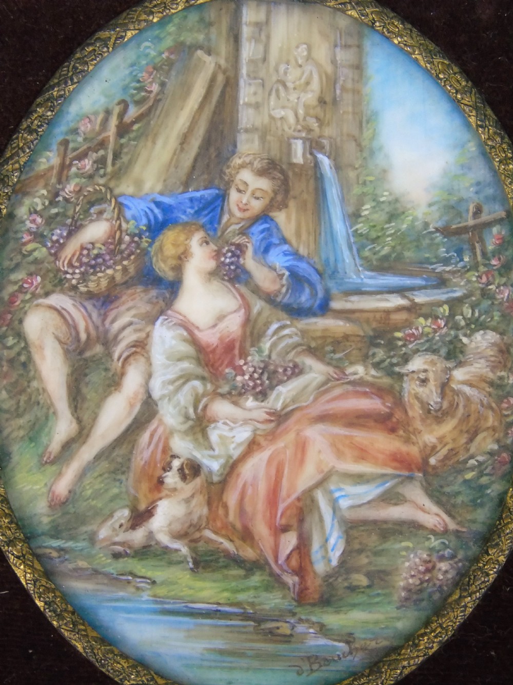 Beautiful Miniature Painting After Boucher Courting Couple View IV
