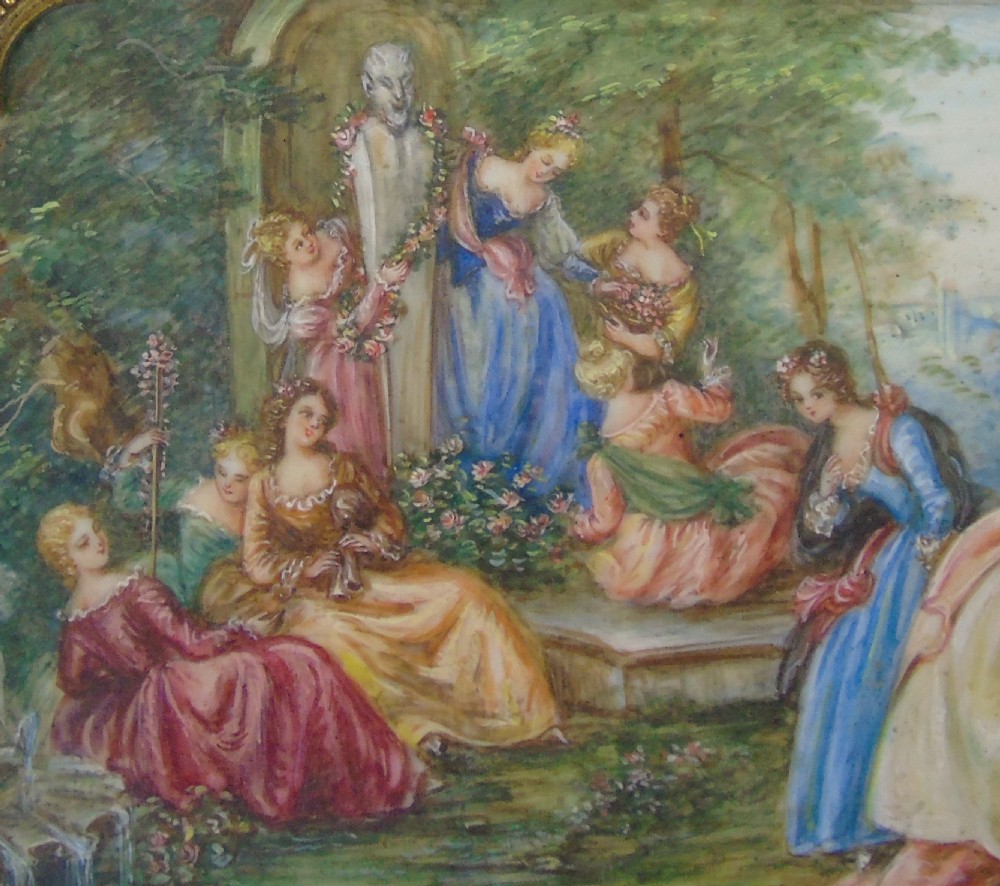 Beautiful Miniature Painting After Boucher Woodland Party View II