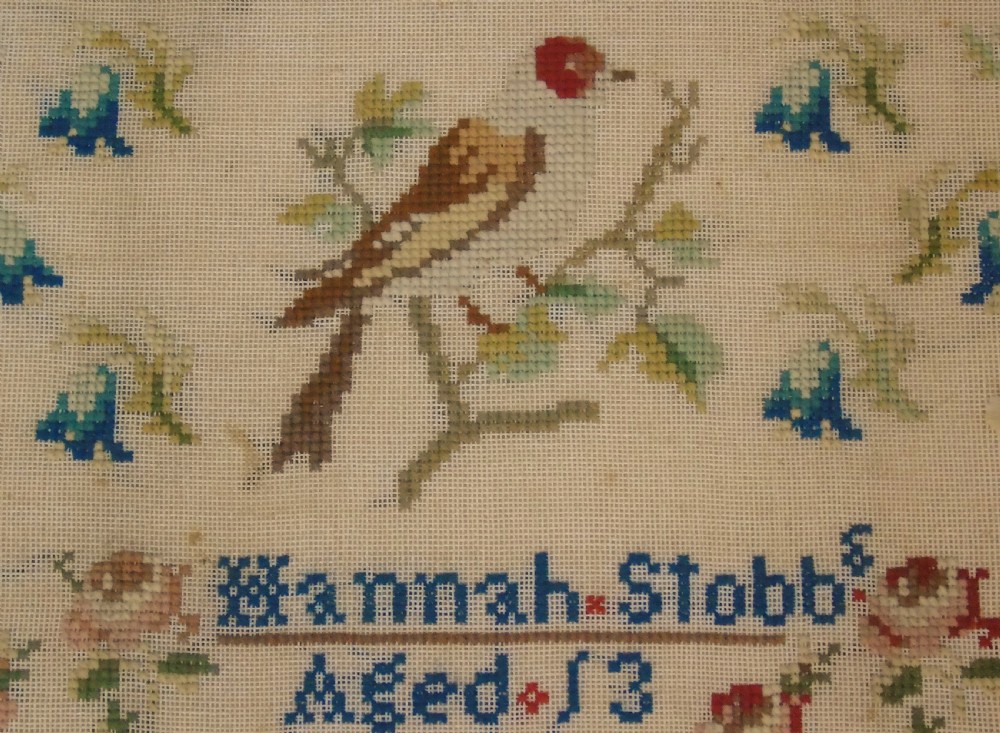Antique Needlework Sampler Hannah Stobbs 1855 View IV