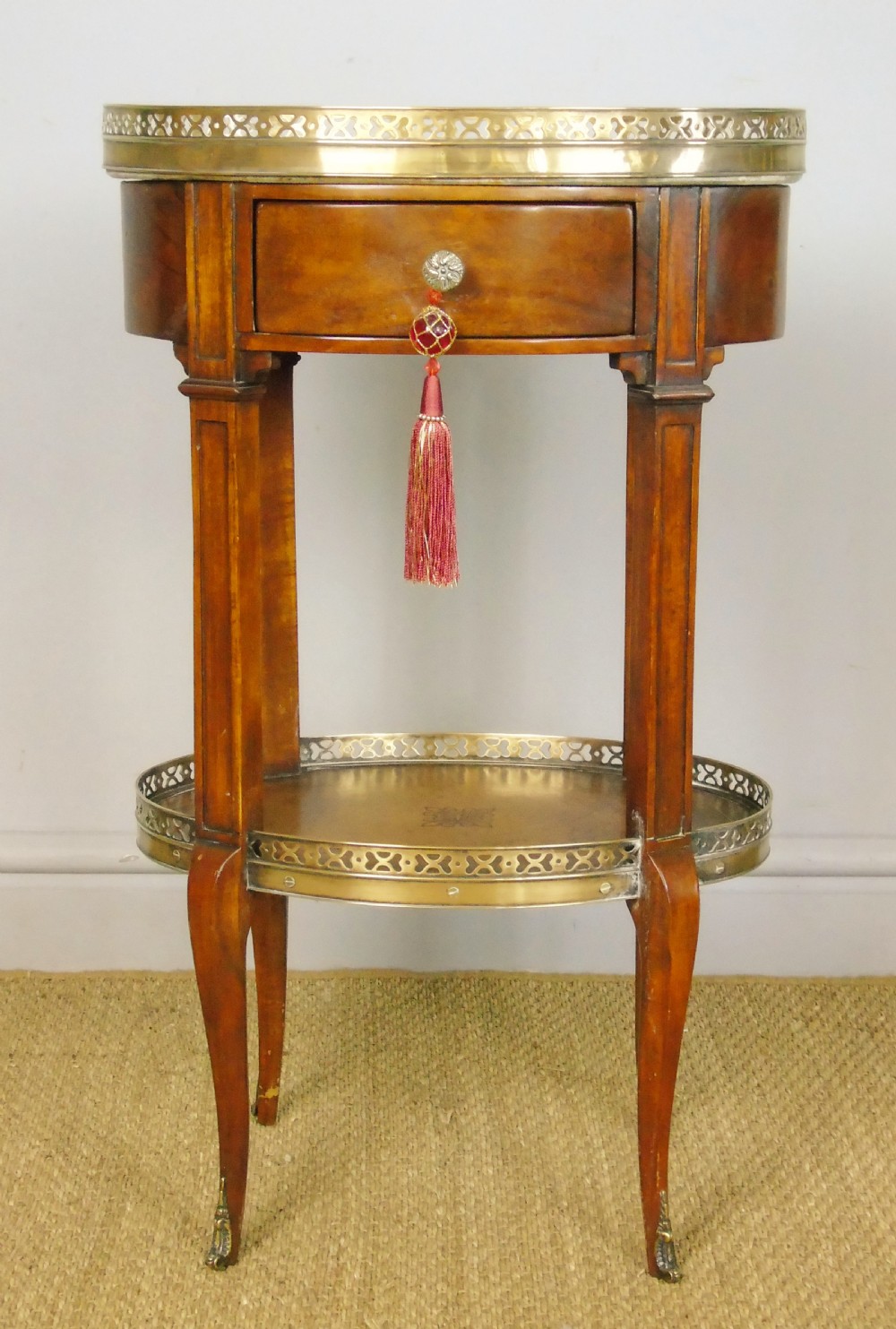 Good Quality French Walnut Oval Marble Top Table