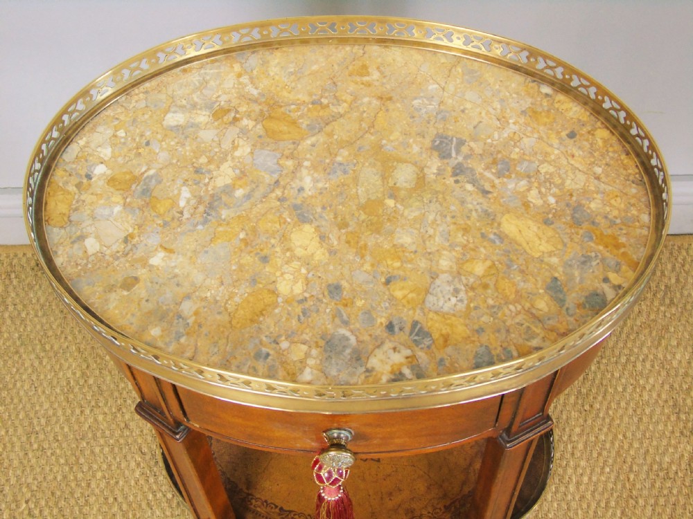 Good Quality French Walnut Oval Marble Top Table View II
