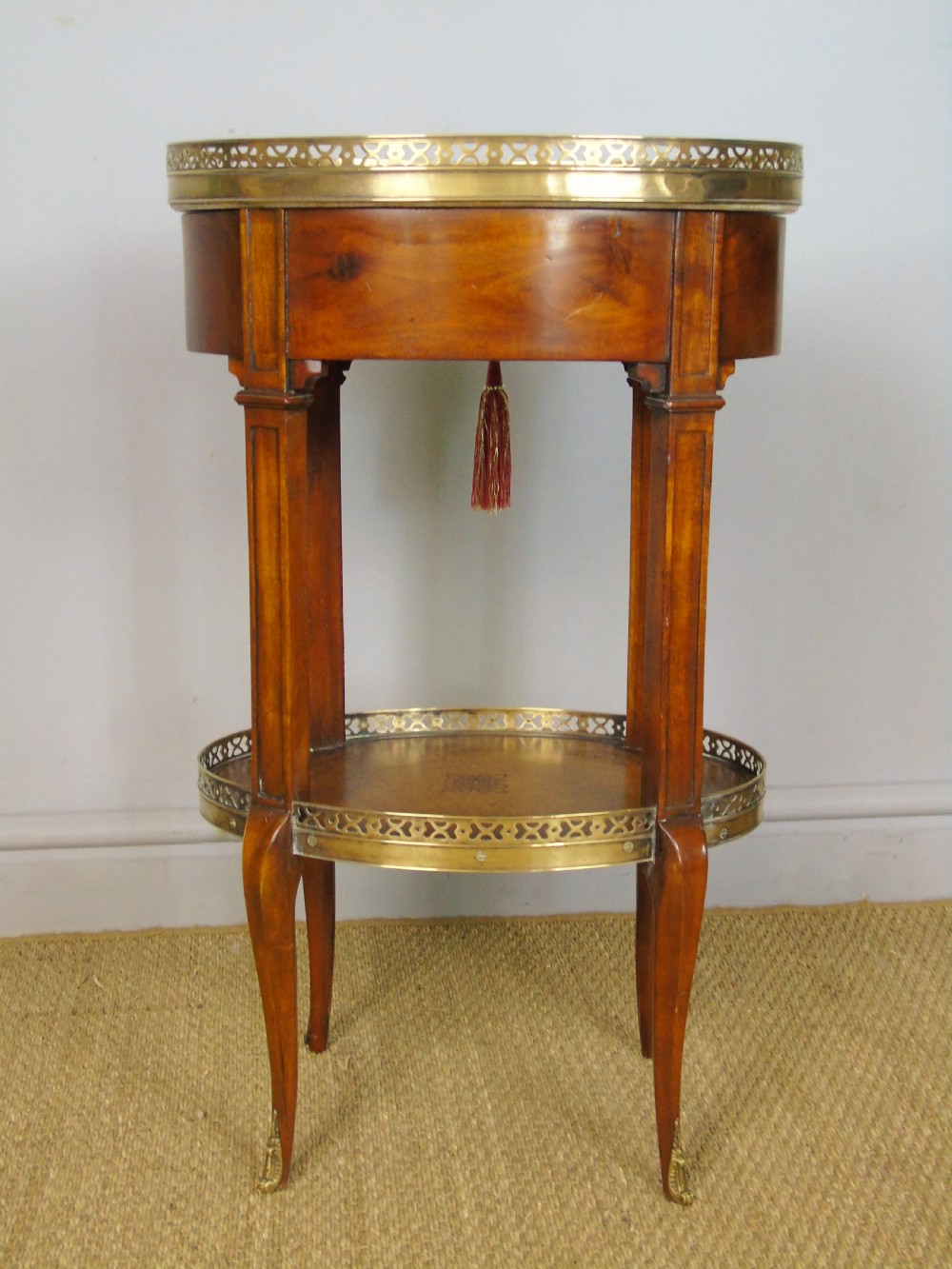 Good Quality French Walnut Oval Marble Top Table View VI