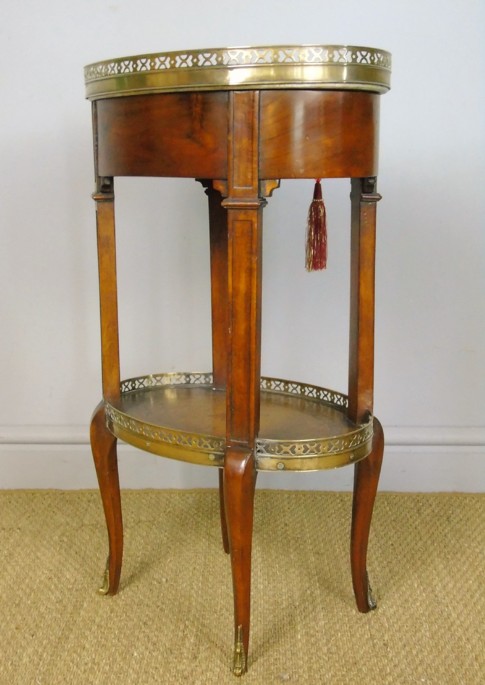 Good Quality French Walnut Oval Marble Top Table View VII