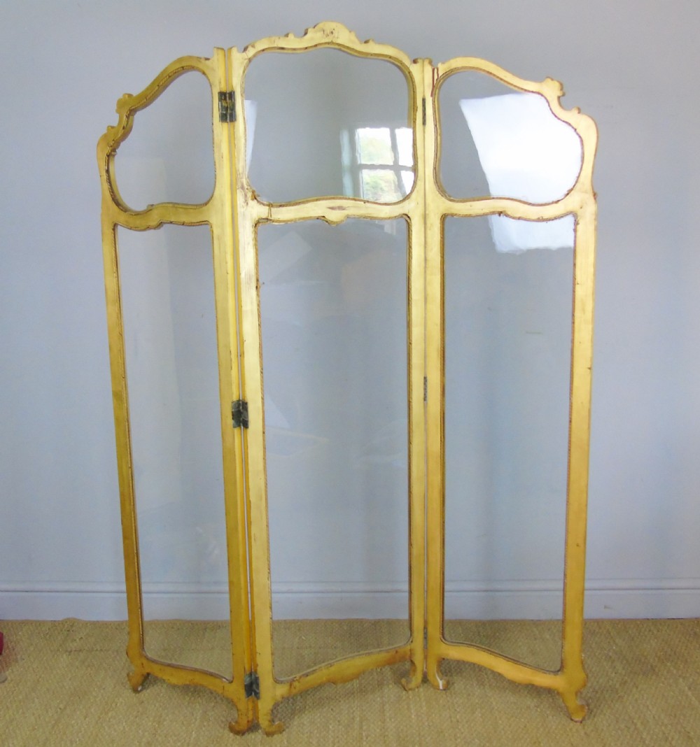 French Gilt Rococo Three Fold Glazed Screen View IV