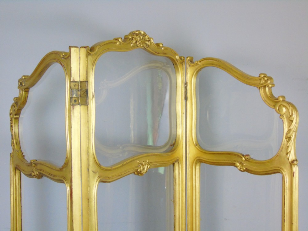 French Gilt Rococo Three Fold Glazed Screen View VIII