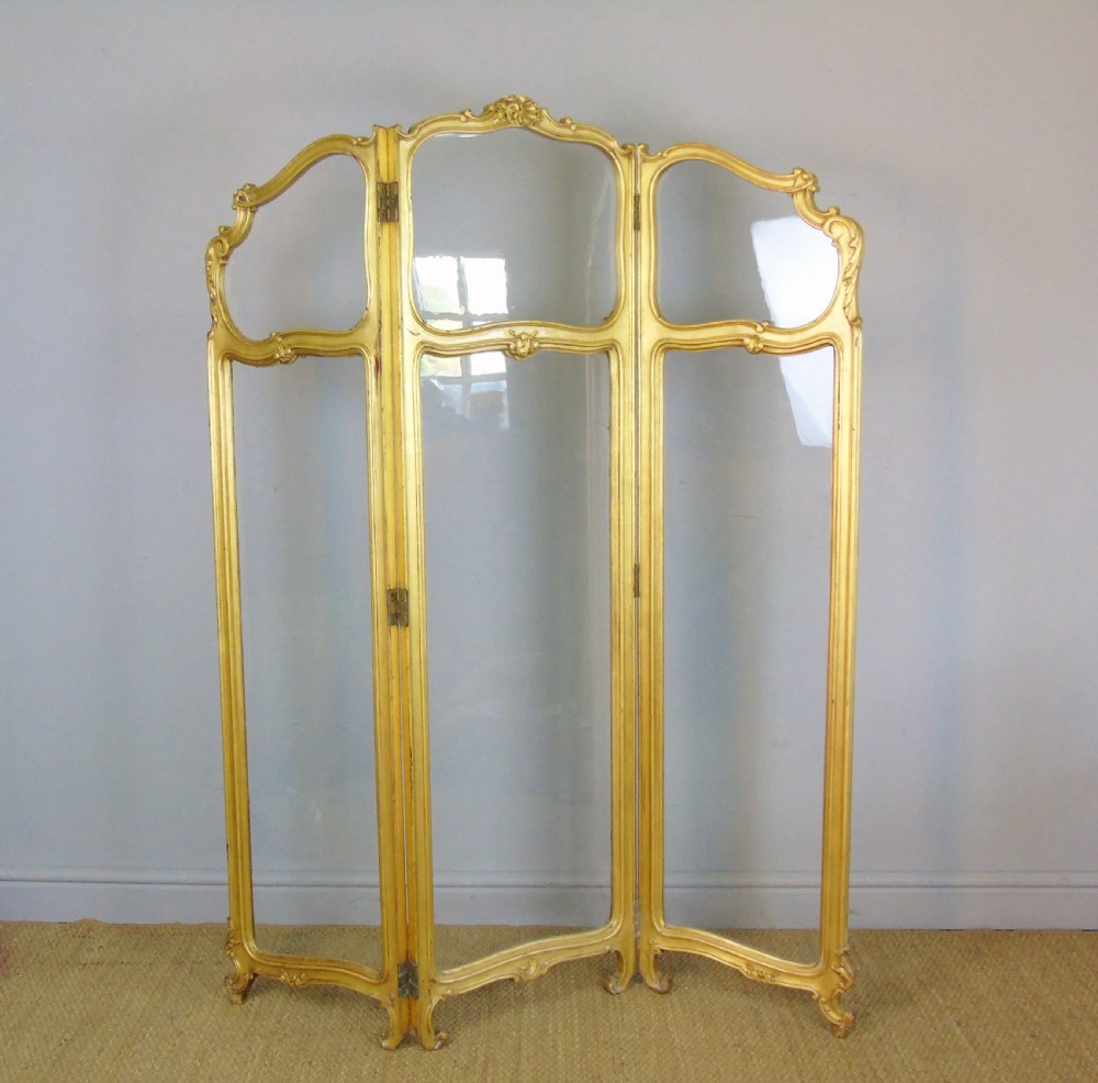 French Gilt Rococo Three Fold Glazed Screen View XI