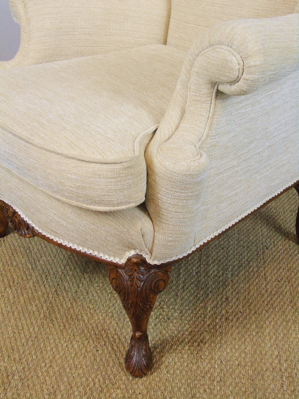 Good Quality Early 20th Century Walnut Wing Arm Chair View VI