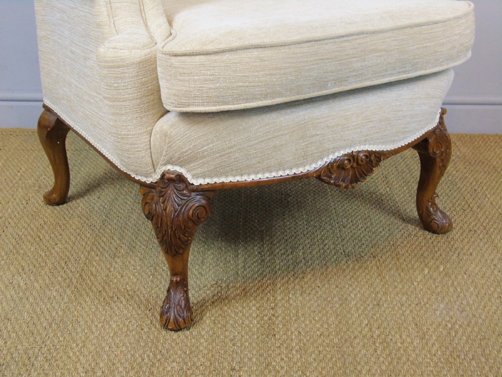 Good Quality Early 20th Century Walnut Wing Arm Chair View VII
